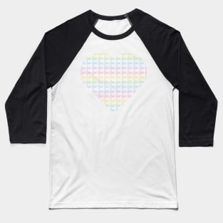 Heart with Loves in Rainbow Pastels Baseball T-Shirt